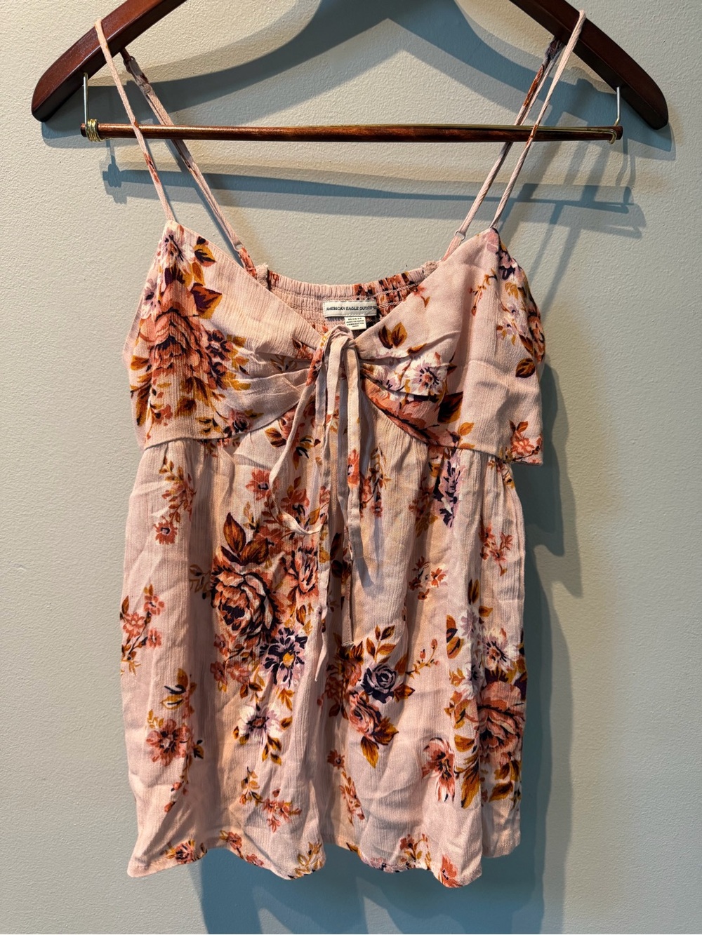 American Eagle Outfitters Pink Floral Tie-Front Camisole